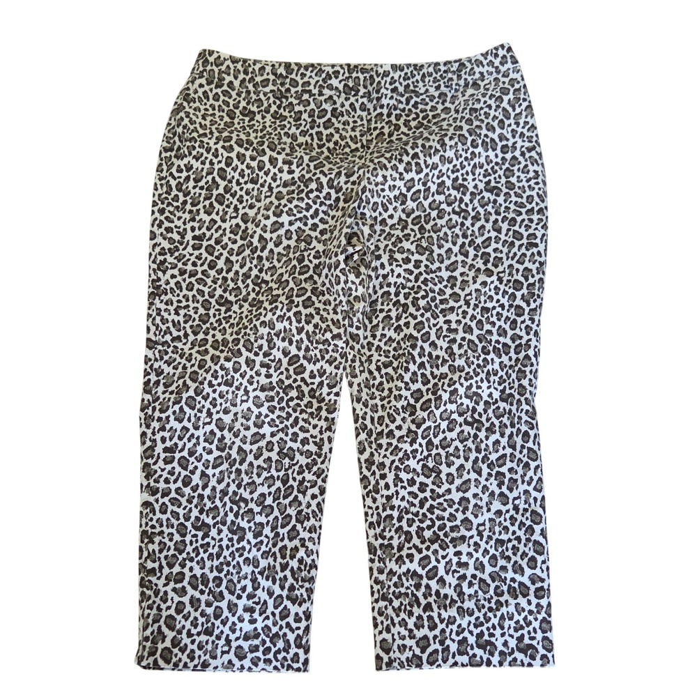 Chicos Leopard Print Crop Pants Womens 2.5 Animal Print Stretch Trousers 32